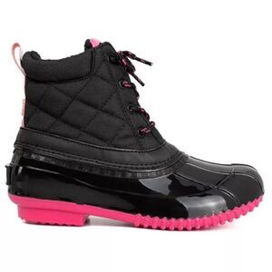 Sugar size 6 waterproof rain duck boots pink black